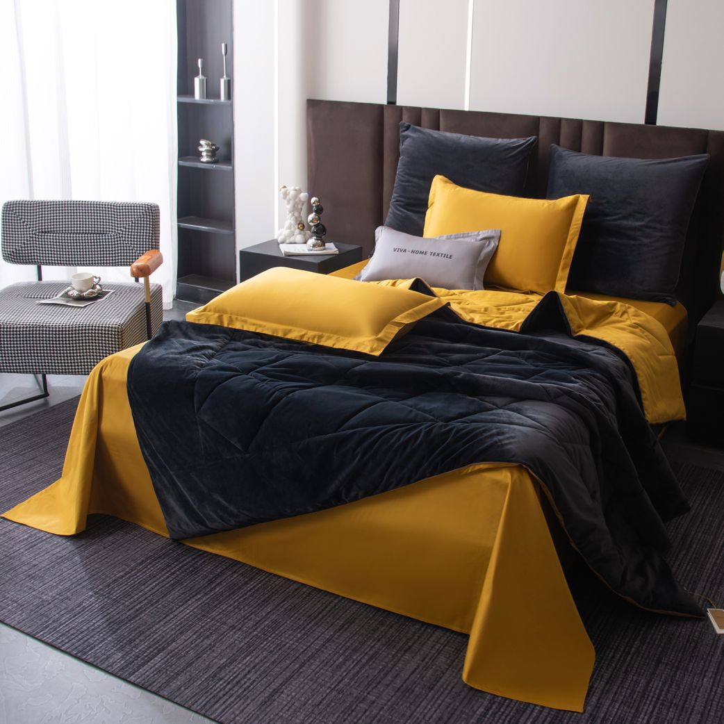 Комплект постельного белья на резинке Сатин Velvet Premium с Одеялом VPR006 180*200*25/Евро/4 Наволочки