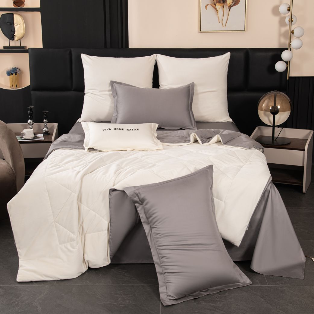 Комплект постельного белья на резинке Сатин Velvet Premium с Одеялом VPR013 140*200*25/Евро/4 Наволочки