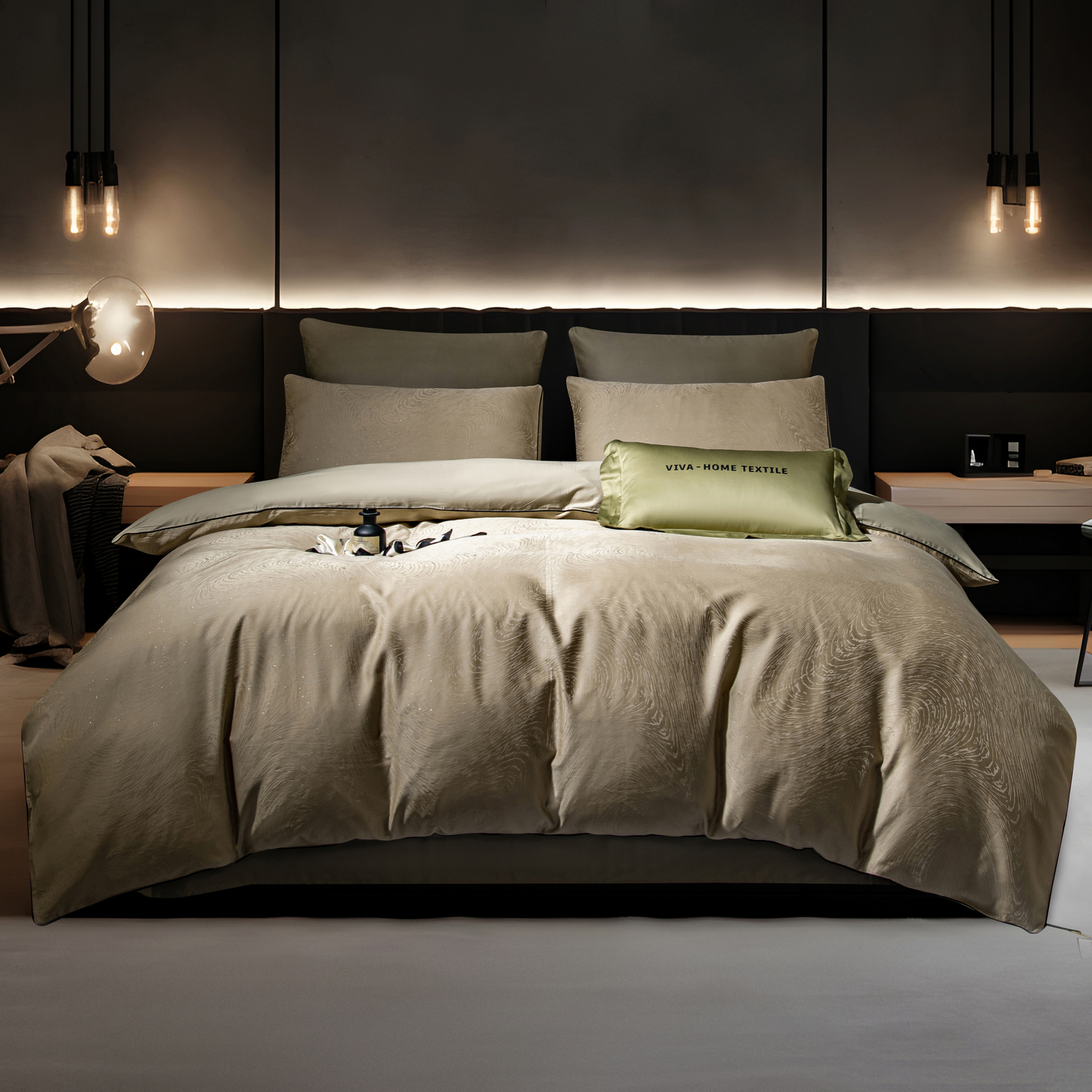 Комплект постельного белья Сатин-Жаккард Тессоро MT001 Евро/4 Наволочки