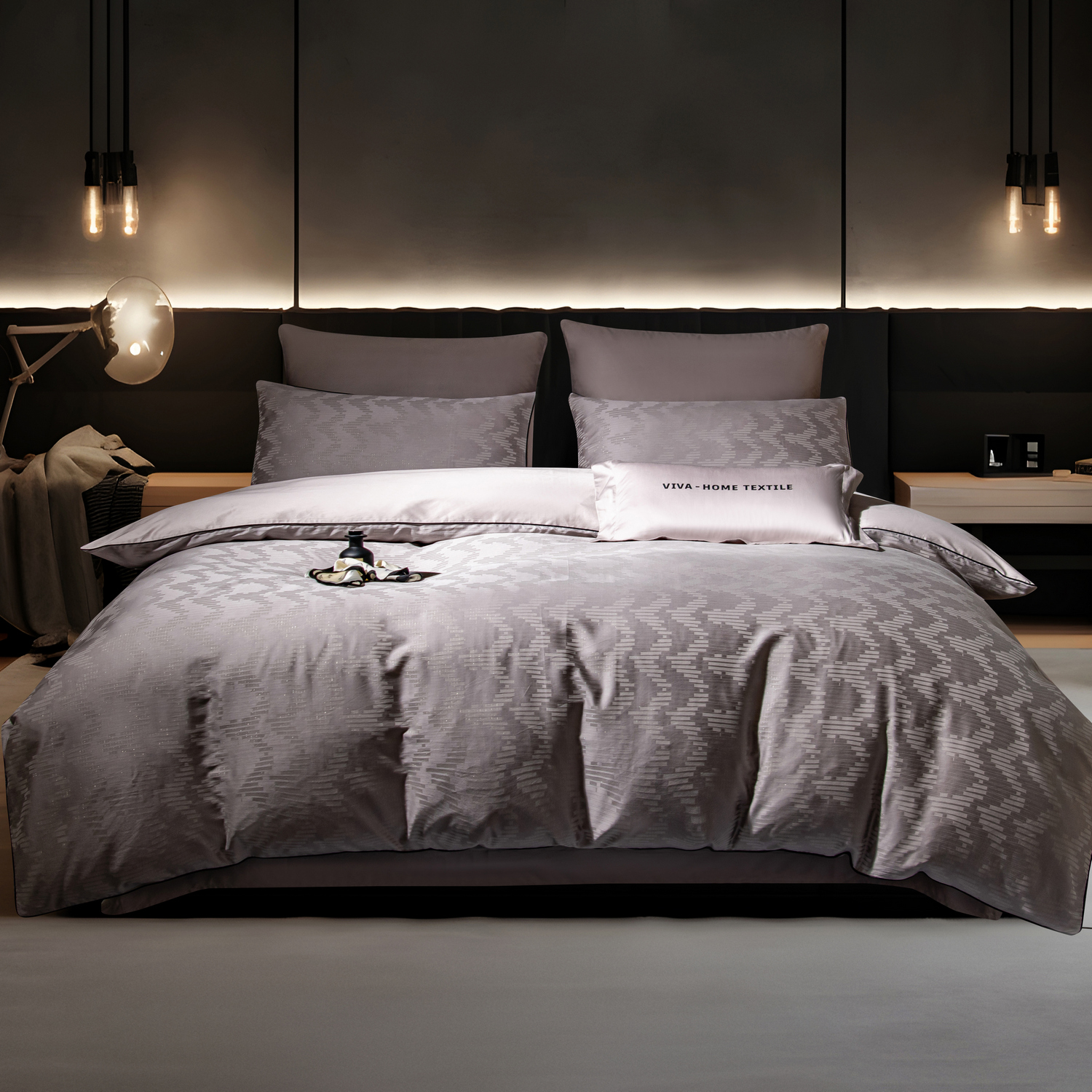 Комплект постельного белья Сатин-Жаккард Тессоро MT002 Евро/4 Наволочки