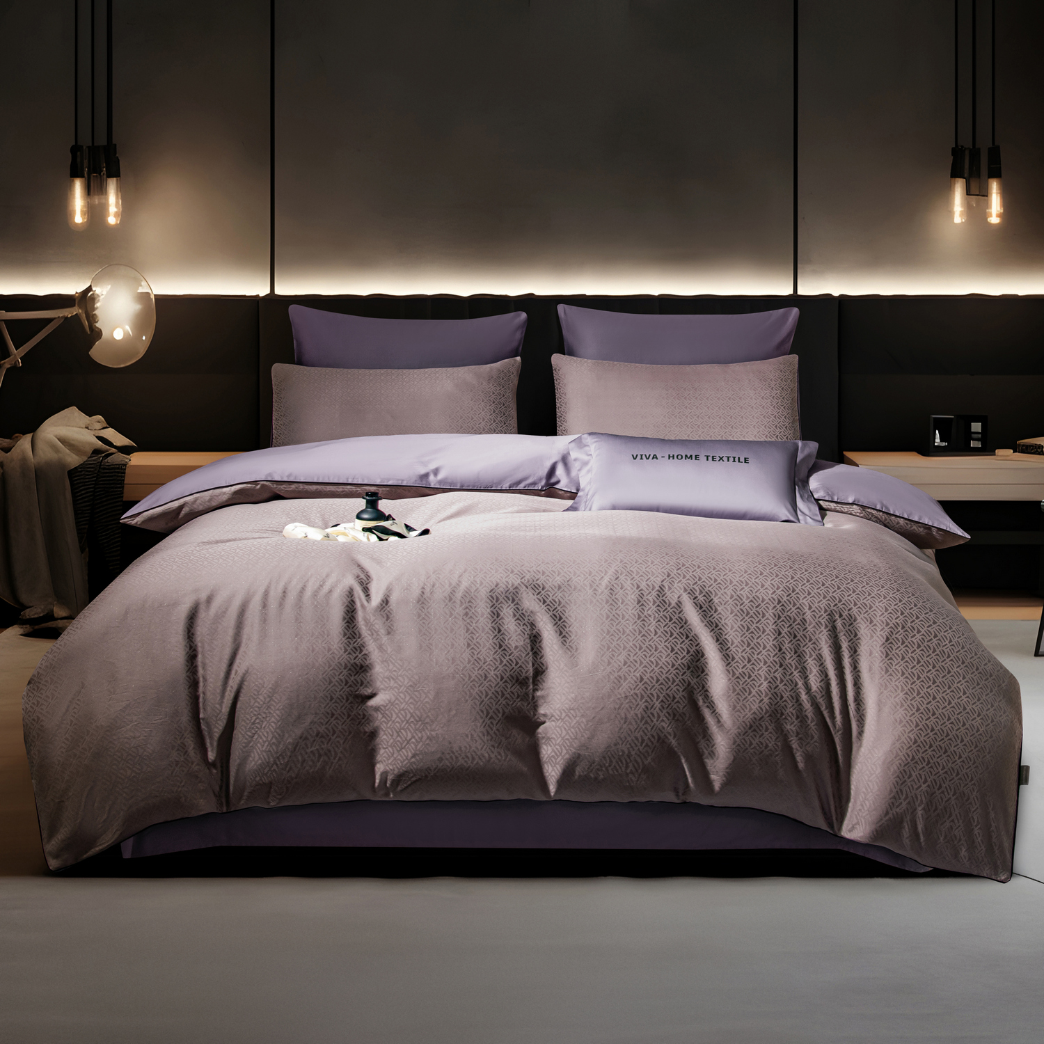 Комплект постельного белья Сатин-Жаккард Тессоро MT008 Евро/4 Наволочки