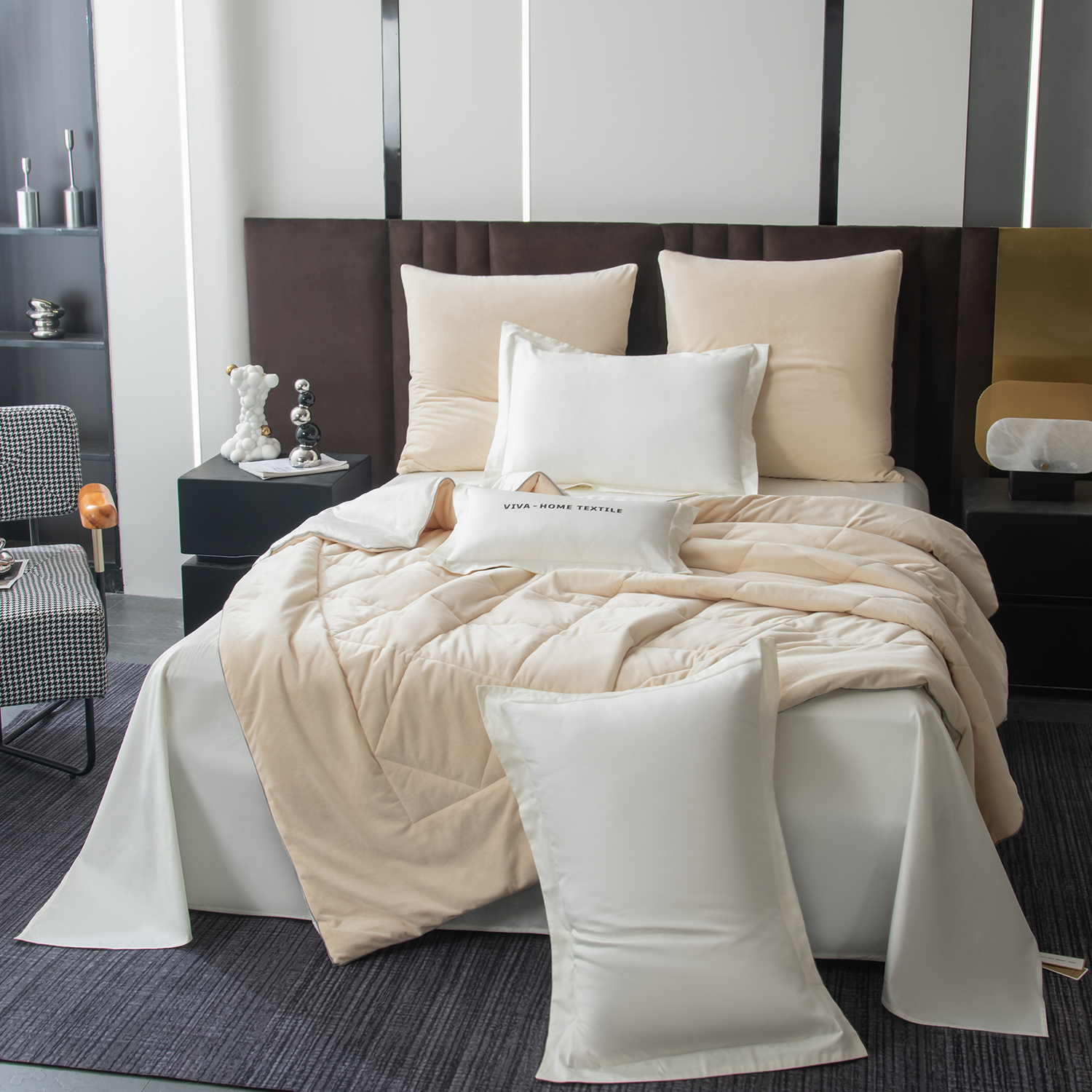 Комплект постельного белья Сатин Velvet Premium с Одеялом VP007 Евро/4 Наволочки