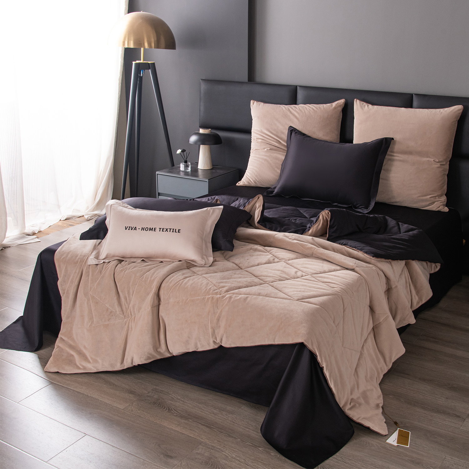 Комплект постельного белья Сатин Velvet Premium с Одеялом VP009 Евро/4 Наволочки