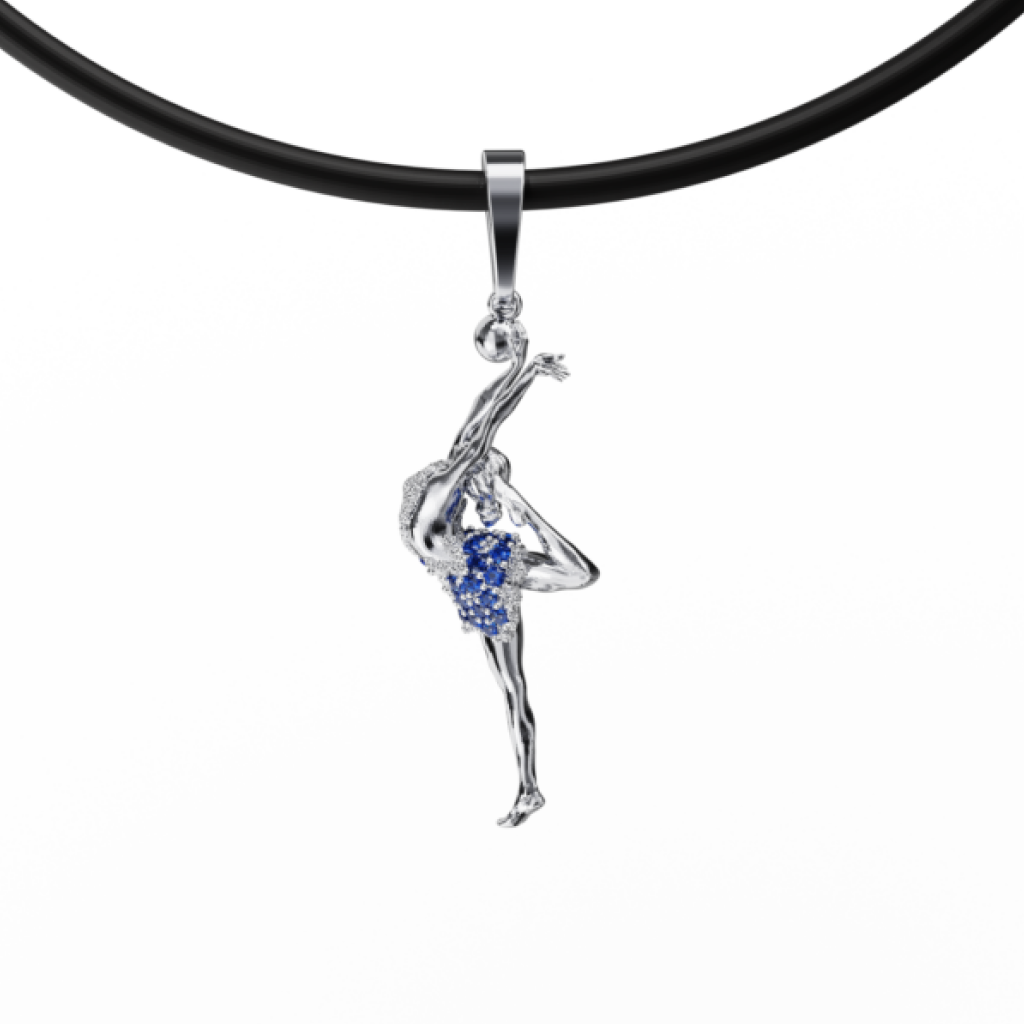 Гимнастка с мячом – кулон с камнями