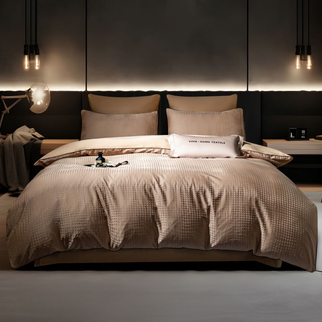 Комплект постельного белья на резинке Сатин-Жаккард Тессоро MTR004 160*200*30/Евро/4 Наволочки