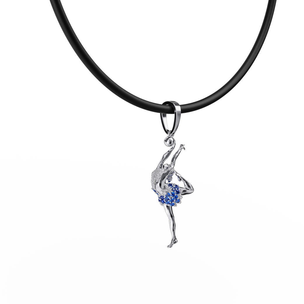 Гимнастка с мячом ? кулон с камнями